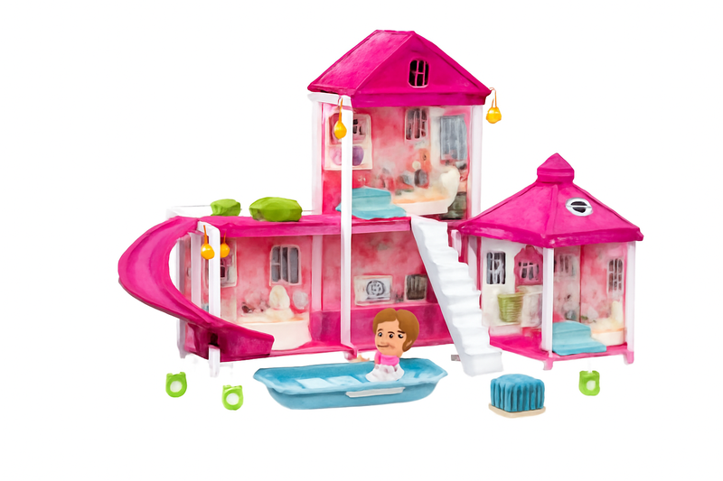 106-Piece Girls DIY Castle Doll Villa Playhouse with Figures -E0604