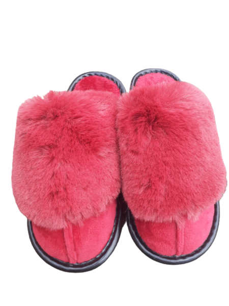 Warm Comfortable Room Fluffy Slippers - Red