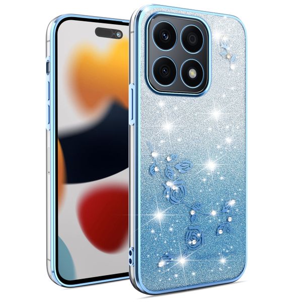 Phone Case Compatible With Honor X8A Flowers Diamond Shining Cover