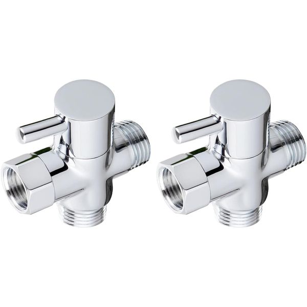 2PCS Solid Brass 3-way G1/2 Shower Diverter for Hand and Fixed Shower Head