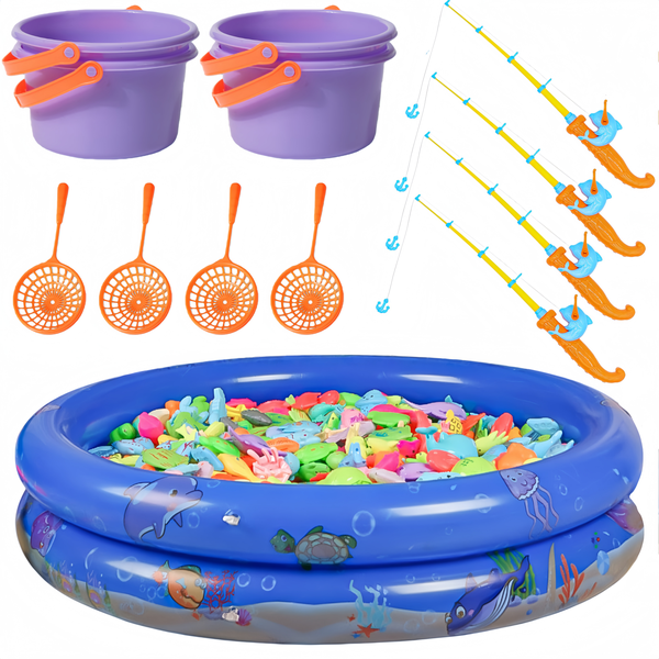 Magnetic Fishing Water Toy Set With Fish Rod Fish Scoop &amp; Pool