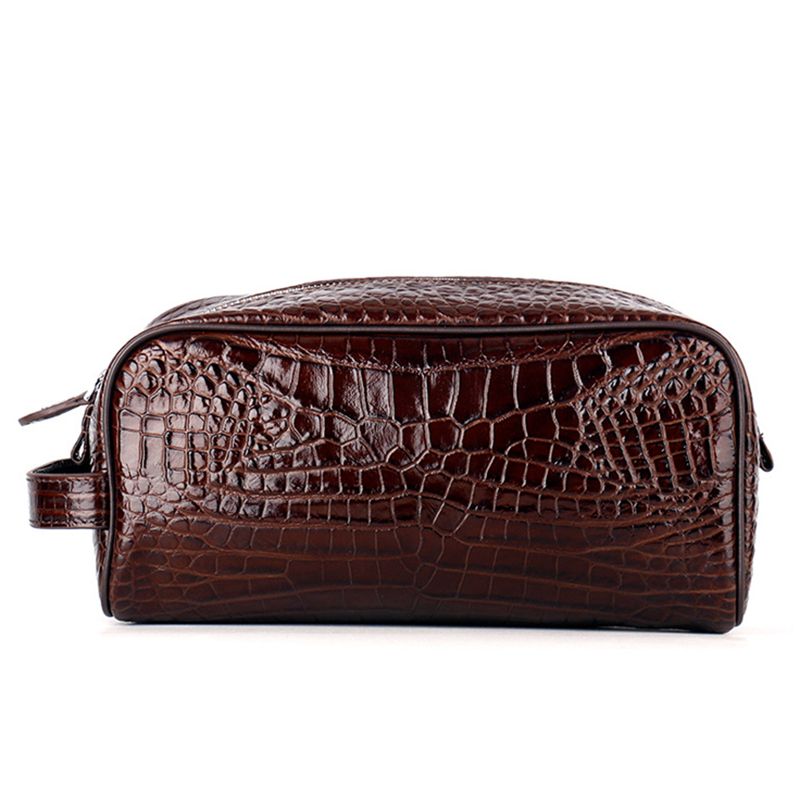 Luxury Genuine Leather Crocodile-Pattern Clutch & Toiletry Bag