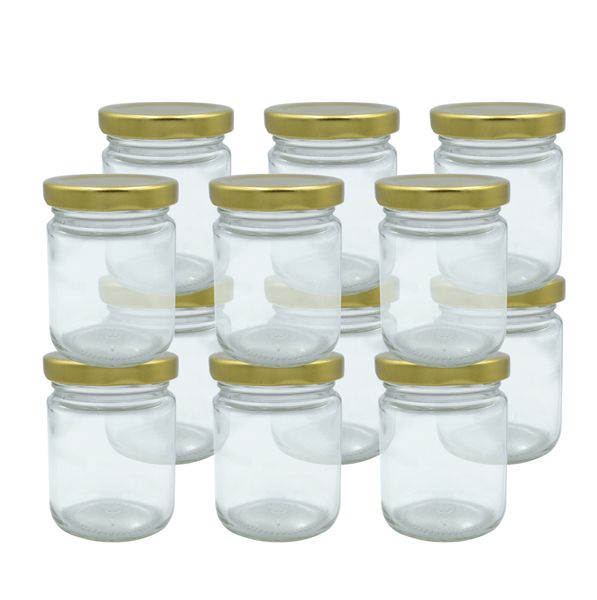 Glass Jars with Metal Lids for Jam - Yogurt - Honey or Pudding - 12-Pack - 100ml