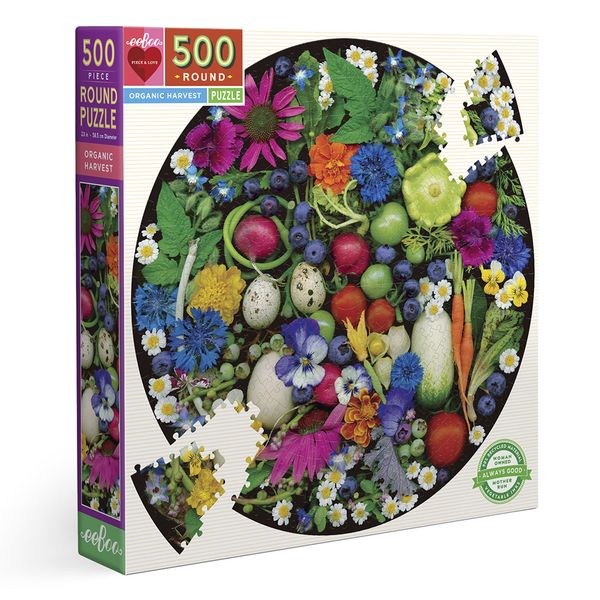 eeBoo Round Family Puzzle - Organic Harvest: 500 Pieces