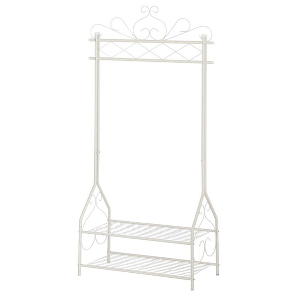 Vintage Clothes Stand with Hanging Rail and 2 Tiers