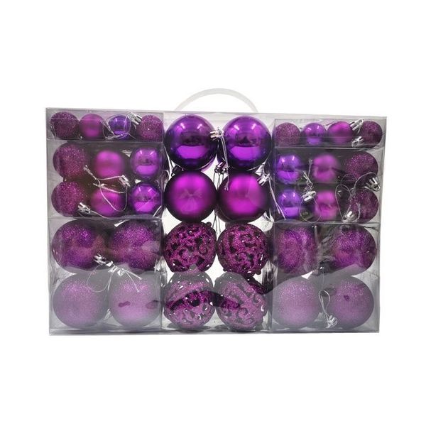 100 Christmas ornaments, purple shatterproof hanging balls
