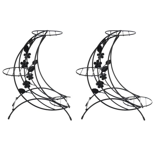 Garden Iron Flower Decoration Plant Stand Shelf Set Of 2 -37cm