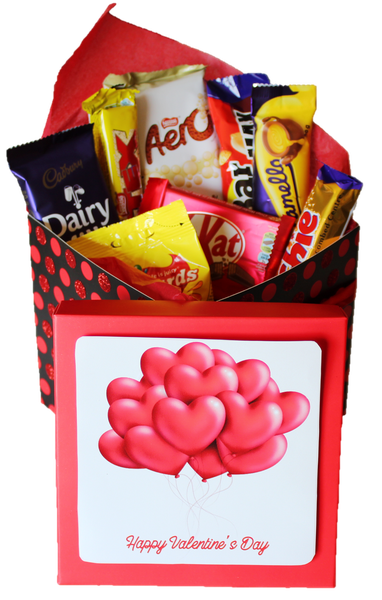 Happy Valentines Day Red Balloon Bundle Chocolate Gift Box