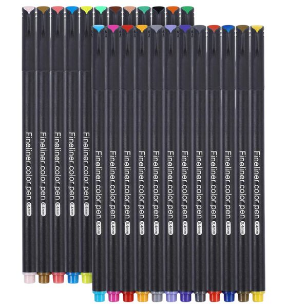 24 Piece - 0.38mm Porous Point Colored Fineliner Pen Set - Multicolored