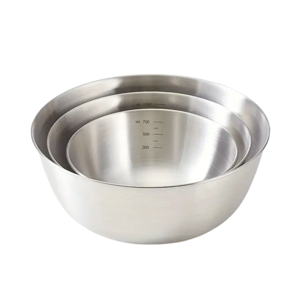 3 Piece SS Mixing Bowl Set with Measurements