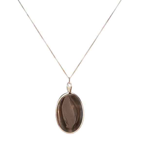 Gift Emporium Golden Tiger's Eye Oval Pendant Necklace - No Tarnish Chain