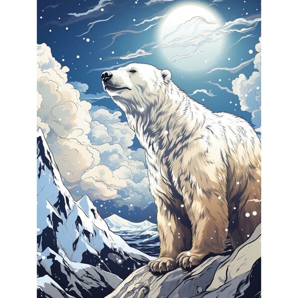 Polar Bear Diamond Painting Kit: 5D Full Drill, Cute Arctic Bear