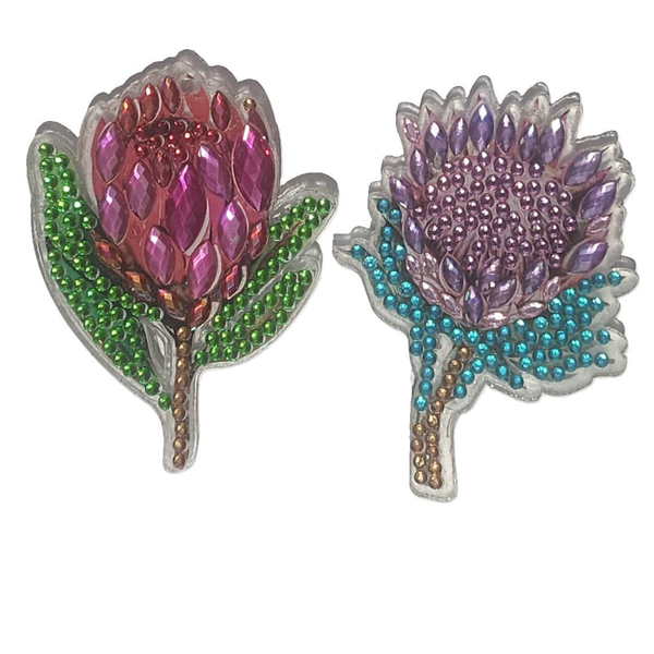Diamond Painting DIY Key Chain Kit_ Protea DPKC01