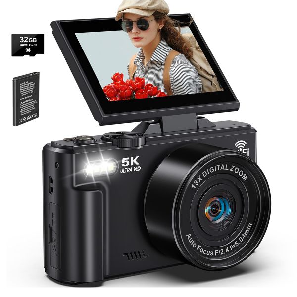 5K Digital Camera for Photography, 75MP WiFi Vlogging Camera