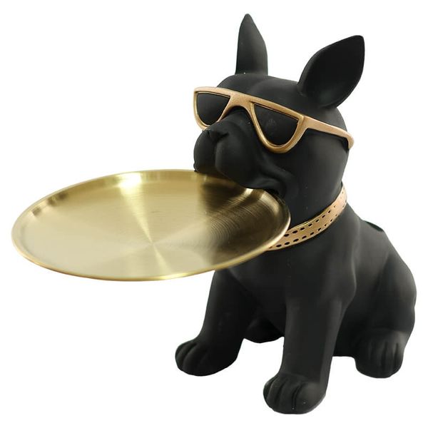Home Decor Bulldog Desk Organiser - Pen Holder Dog Figurine Storage Tray