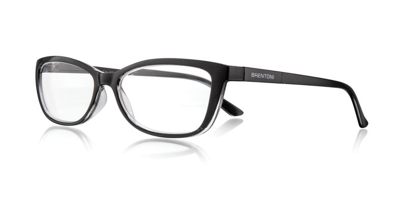 Brentoni Shiny black on clear crystal reading glasses