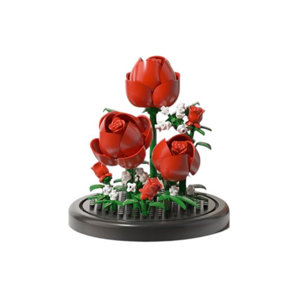 Mini Rose Cluster Building Blocks Set - Red/Green - 150 Piece