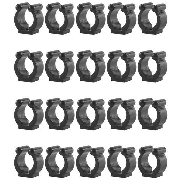 20 Pcs Fishing Pole Holder Clips Black 16Mm Inside Dia Rod