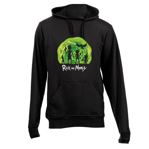 Black Brushed Cotton Hoodie - Rick and Morty Portal