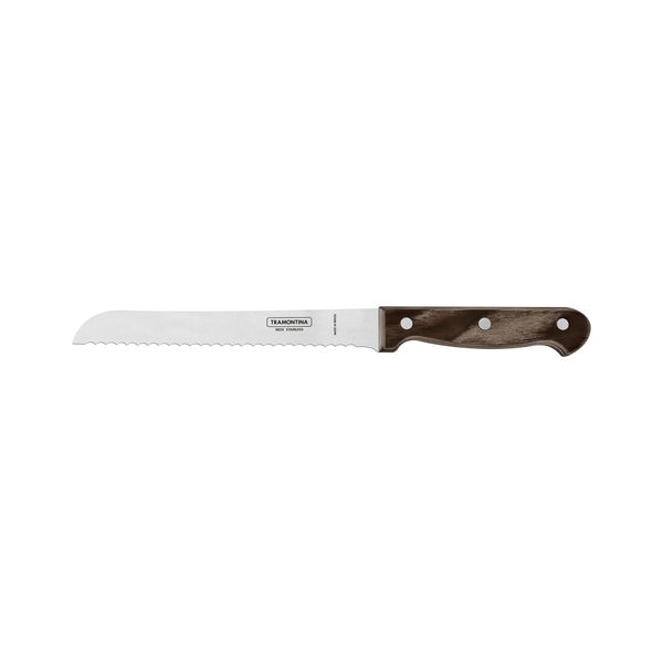Tramontina 7" 18cm Polywood Bread Knife with Brown Treated Wood Handle