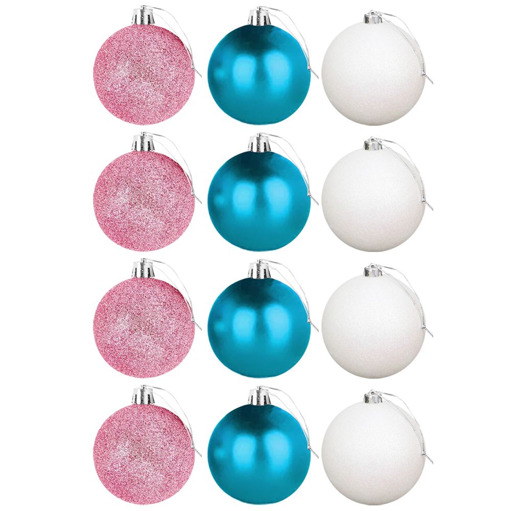 Glitter Christmas Balls Ornaments for Xmas Christmas Tree - 12Pcs
