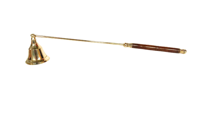 Brass Candle Snuffer with Wooden Handle - Gold Finish - Set of 2