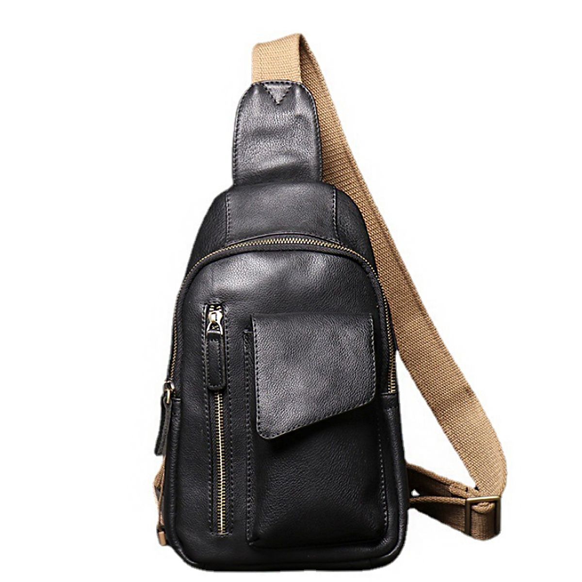 Close-fitting Chest Bag Soft Cowhide Backpack Large Capacity Crossbody Bag