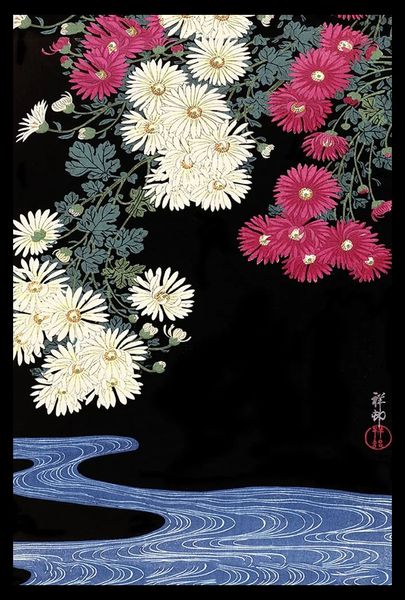 Ohara Koson (Chrysanthemum) Poster with Black Frame