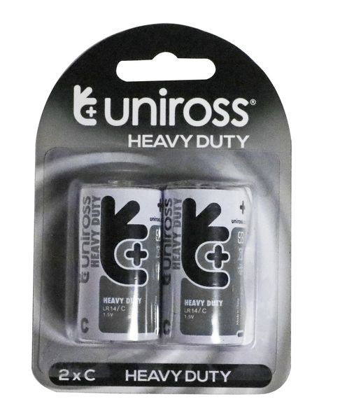 Uniross Heavy Duty C Batteries 2Pk
