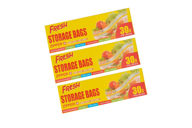 Storage Bags Zipper Seal 30s Medium - 3 Pack