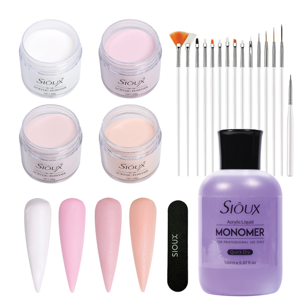 Sioux Acrylic Powder Combo Set - Professional Nail Extensions 21 Pcs