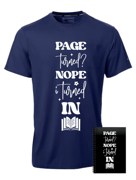 Page Turned Navy T-shirt Book Reader Reading Birthday Christmas Gift 402