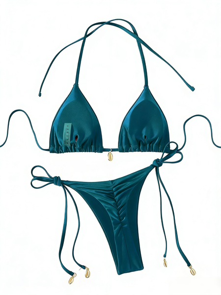 Women's Fashionable Solid-Color Separates Swimsuit Set