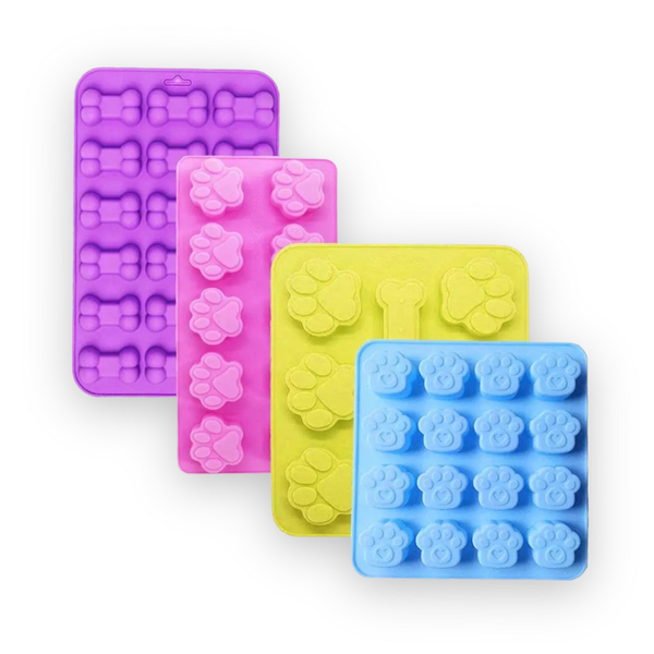 4 Piece Silicone Dog Themed Baking and Freezing Moulds