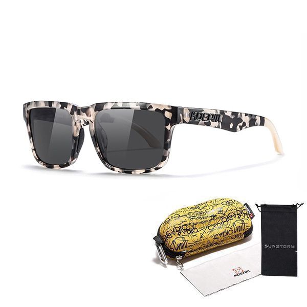 Kdeam Black Camo-Polarised Lifestyle Sunglasses with Sumstorm Sleeve