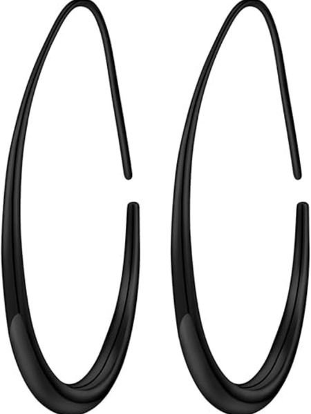 Black 50x30 Gold Plated Hoop Earrings