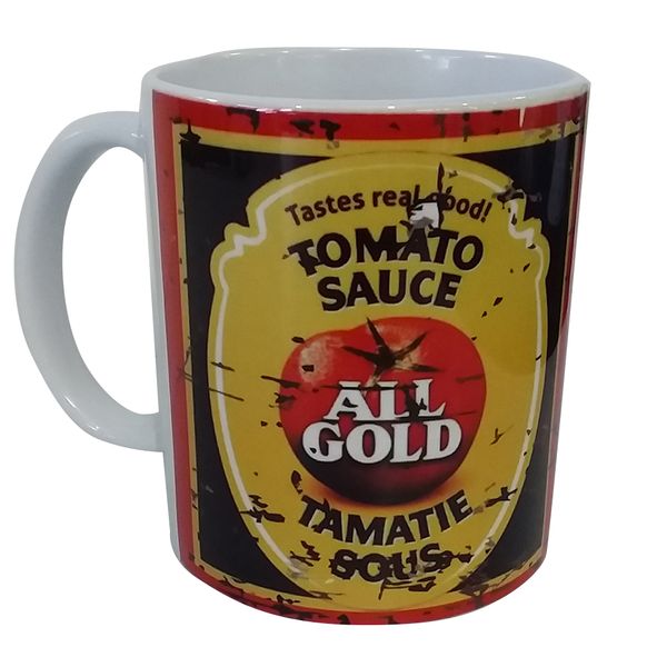 Vintage `Kitchen Tin` Coffee Mug - All Gold Tomato Sauce
