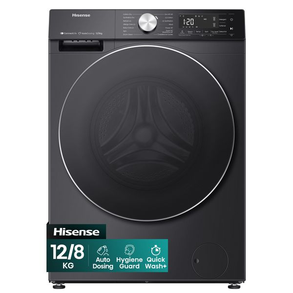 Hisense 12Kg / 8Kg Smart Washer Dryer with Inverter - Premium Black