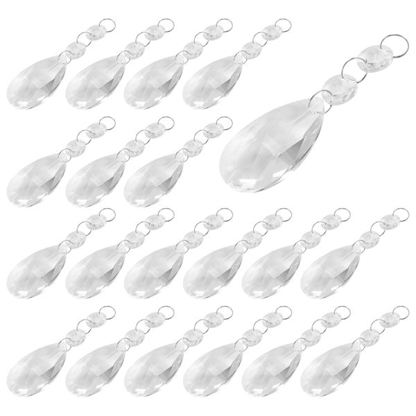 20Pcs Chandelier Crystals Teardrop Pendants Parts Beads(50Mm,Clear)