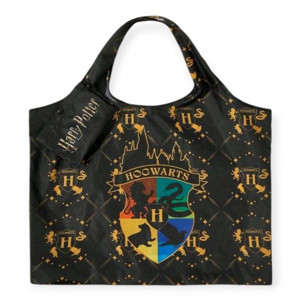 Harry Potter Foldable Shopping Bag - Large Tote with Hogwarts Crest