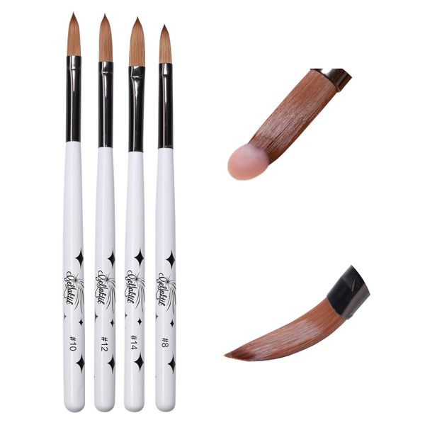 Gellaktik Acrylic Nail Brush - 4 Pieces Kolinsky Nail Extension Brushes