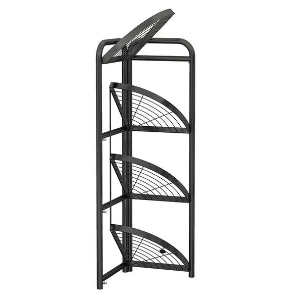 Refined Spaces - Carbon Steel 4-Tier Foldable Corner Shelf - Black