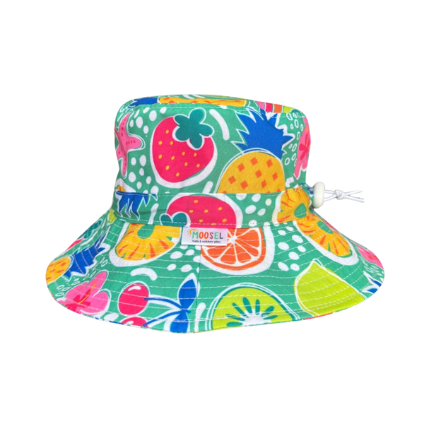 Kids Bucket Sun Hat Summer Fruit Pineapple Strawberries Floral