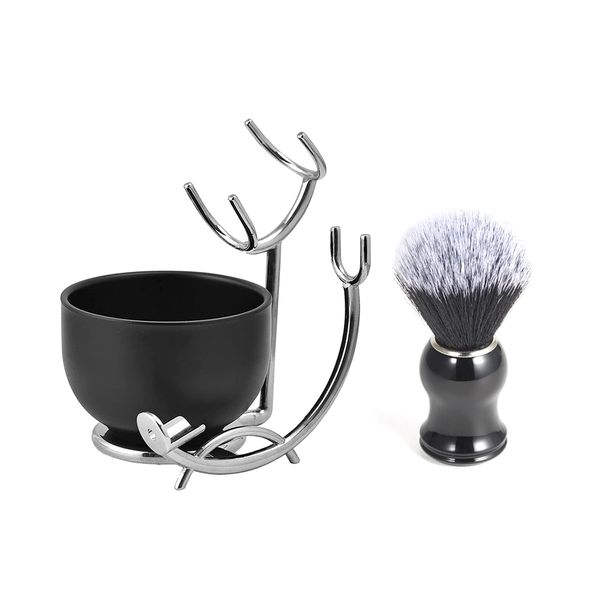 3 in 1 Shaving Brush Soap Bowl Razor Stand Set