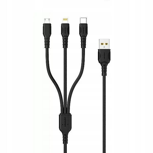 3 in 1 Fast Charging Cable USB to Micro / Type c / Iphone - Black