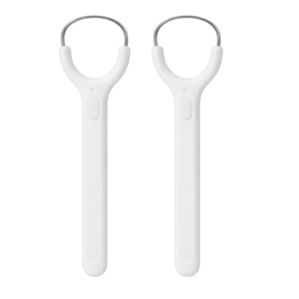 2 Pack - Stainless Steel Tongue Scraper with Non-Slip Grip Handle