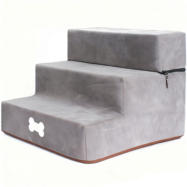 3/4 Step Pet Stairs Removable Small Dog/Cat Steps Ramp for Beds &amp; Sofas