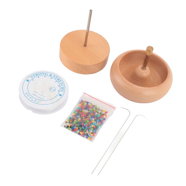 Wooden Bead Spinner Kit 2pcs Beading Needles