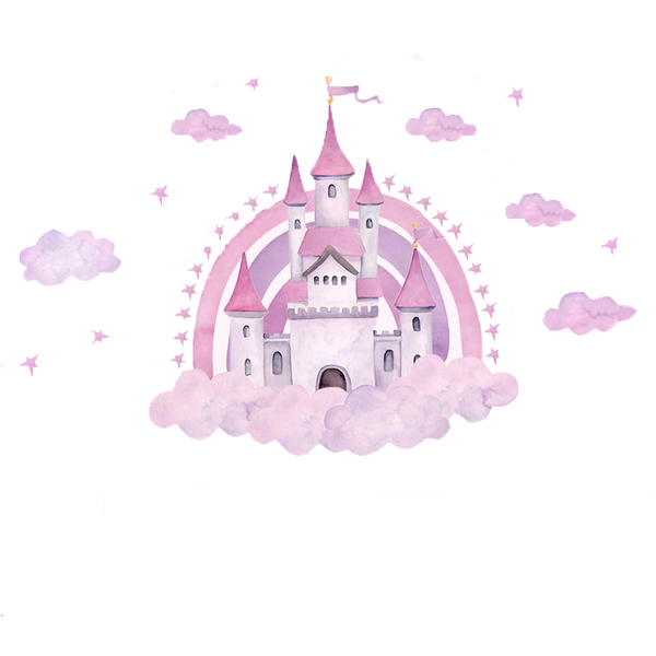 Whimsical Dreamy &amp; Pastel Princess Castle Wall Sticker Decal For Home