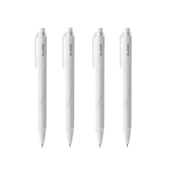 Nusign Gel Pen Marble Style 0.5m Black Ink 4 pcs White